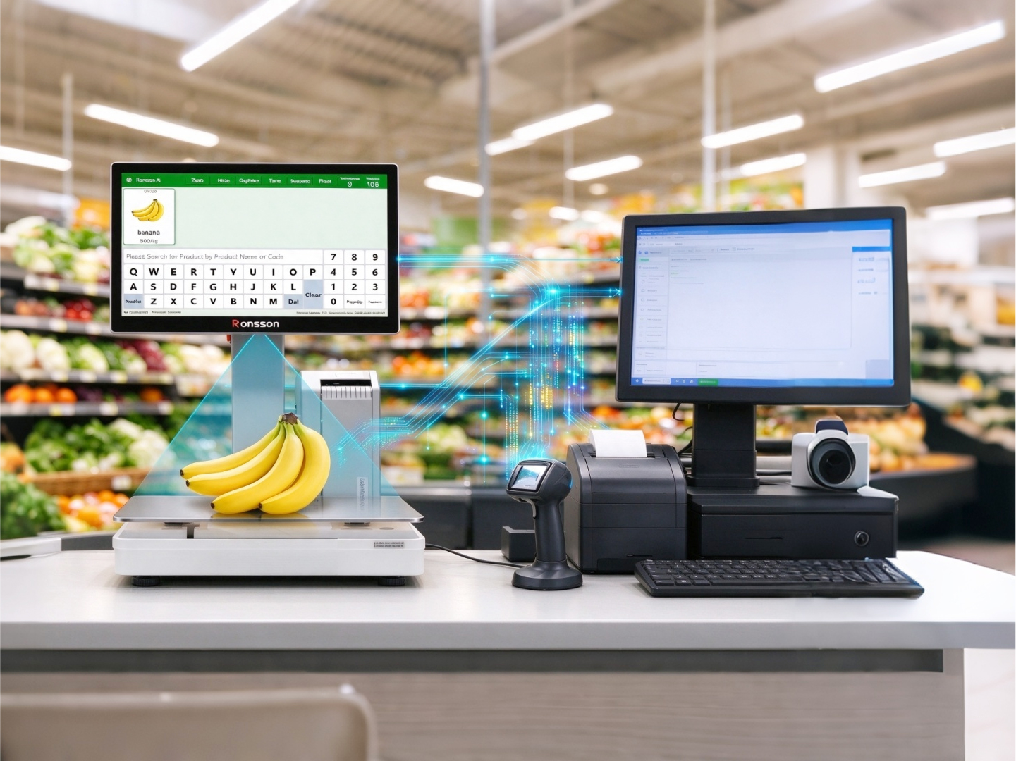 AI weighing and checkout at supermarket
